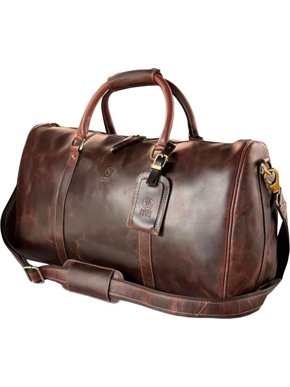 Optimized Title: "Large Leather Weekender Duffle Bag - Stylish Travel Shoulder